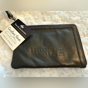 Black Leather University of Maryland Pouch